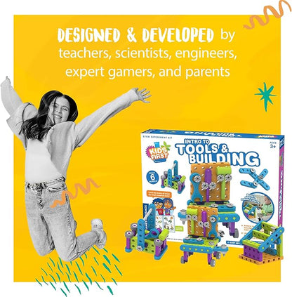 Thames & Kosmos Kids First: Intro to Tools & Building STEM Experiment Kit for Ages 3+ | Build 6 Models, Learn Basic Mechanical Engineering Principles | Make Your Own Workbench with Durable Parts