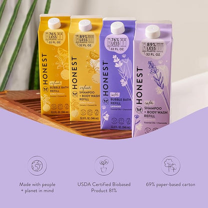 The Honest Company 2-in-1 Cleansing Shampoo + Body Wash Refill Carton | Gentle for Baby 32 fl