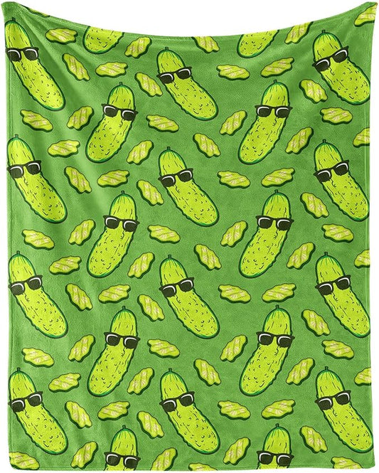 Pickle Blanket for Women Men, Cute Pickle Themed Design Printed Throw Blankets for Teens Adults Lap, Couch Bed, Warm Soft Cozy Blanket, 60"x 80"