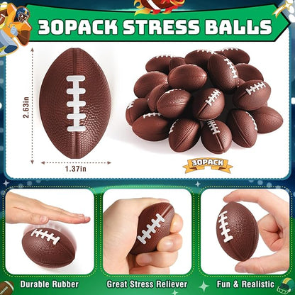 Valentines Day Gifts for Kids, 30 Pack Mini Sports Soccer Football Stress Ball with Valentines Day Cards for Kid Classroom Exchange, School Toddler Party Favor, Class Boy Girl Valentine Day Gift