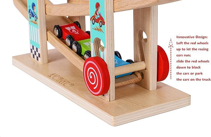 TOWO Pure Wooden Car Ramp - Zig Zag Car Slide 4 Wooden 2 3 4