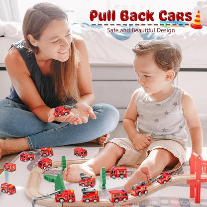 36 Pcs 4 Styles Mini Pullback Fire Truck Toy Small