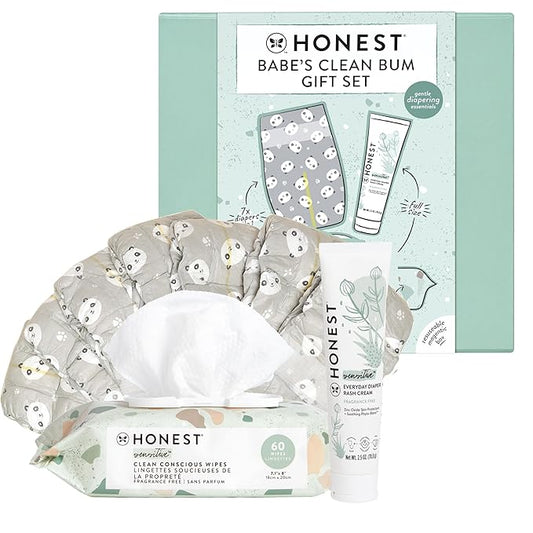 The Honest Company Babe's Clean Bum Gift Set | Diapering + Newborn Essentials 99% Water (60 ct), (2.5 oz), 1, 7