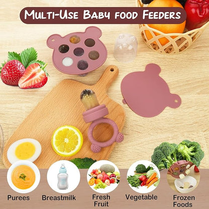 WAJIAYON Baby Breastmilk Popsicle Molds & Baby Fruit Feeder (3 Pack), Baby Food Freezer Tray Storage Containers