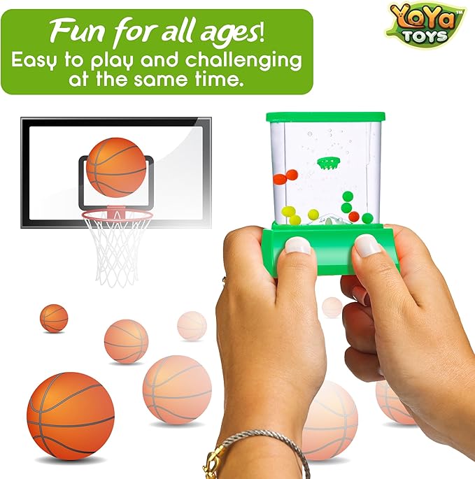 YoYa Toys Handheld Games - Miniature Aqua Arcade Set with Fish Ring Toss & Basketball, Handheld Toys for Kids & Adults, Retro Pastime Games, Water Ring Toss in Gift Box