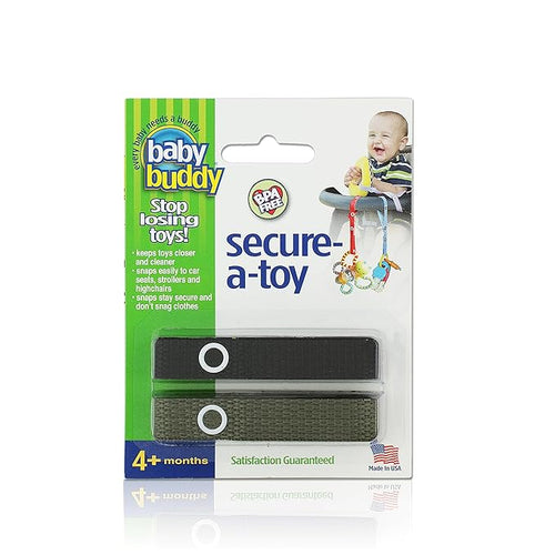 Baby Buddy Secure-a-Toy, Adjustable Pacifier and Teether Strap for Stroller 2 Pack