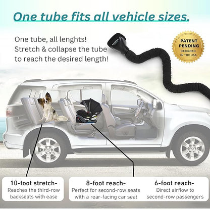Swanoo Car AC Vent Extender | Air Vent Hose for Backseat | Directs Cool or Hot Air to Kids & Pets | Universal Fit | Extends Up to 10 FT | AC Tube for Baby Car | Back Seat Air Conditioning | BreezyBack