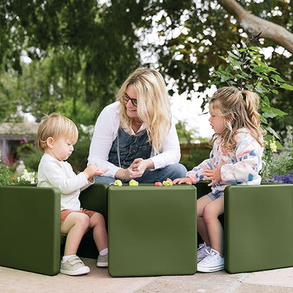 ECR4Kids Tri-Me 3-In-1 Cube Chair, Kids Furniture, Hunter Green