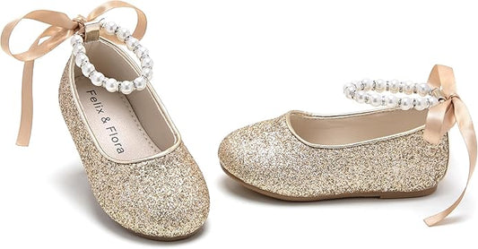 Felix & Flora Girls Toddler Little Ballet Shoes - Flower