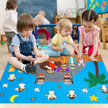 WATINC 42Pcs Nativity Baby Jesus Birth Felt Story Board Set Christmas Storytelling Party Supplies Xmas He is Risen Jesus Crucifixion Resurrection Early Learning Play Kit for Toddlers Kids