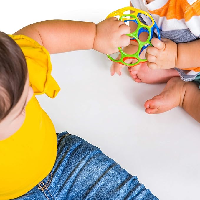 Bright Starts Oball Easy Grasp Classic Ball BPA-Free Infant Toy in Red, Yellow 4 Inches