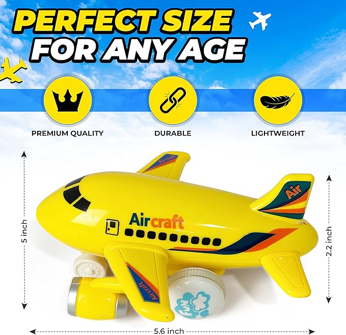 KIDSTHRILL Kids Airplane Toy for Boys & Girls. Set of Three Toy Airplanes with Flashing Lights, Music & Airplane Sound 2 3 4 5 6 7