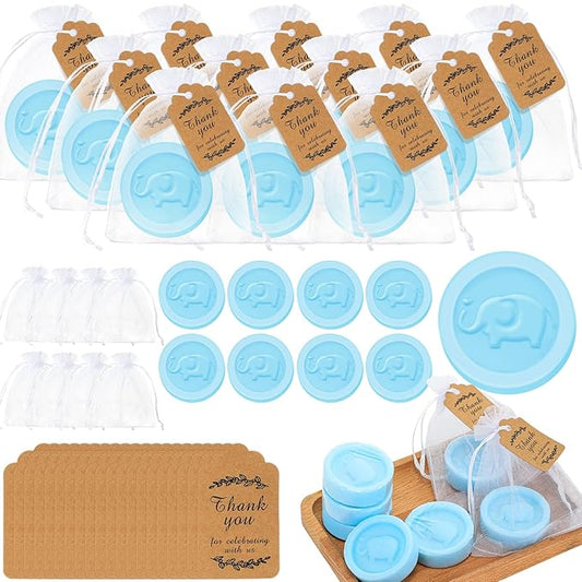 Roowest 50 Packs Mini Elephant Soap Baby Shower Favors 50 Bags 50 Thanks