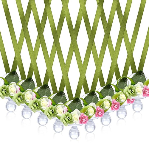 XunYee 48 Pcs Sage Green Baby Shower Pacifiers Necklace Acrylic