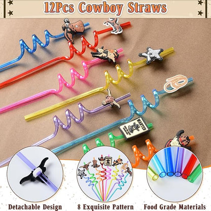 Western Cowboy Party Favors Rodeo Birthday Supplies for Kids Miniature Horse Toys Straw Silicone Bracelet Keychain Sticker Filler Goodie Bag Stuffers, Cowboy Western Party Favors Supplies