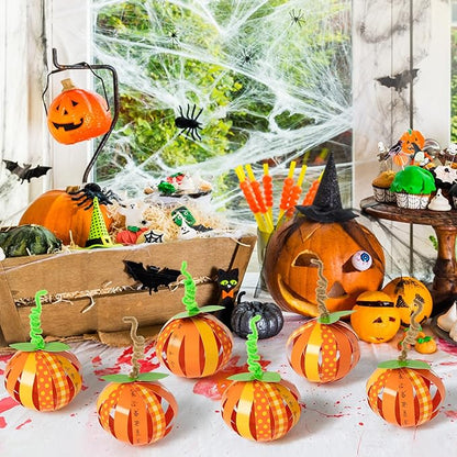 BeYumi 30Pcs Thanksgiving Paper Strip Pumpkin Craft Kit DIY Fall Gratitude Pumpkin Thankful Crafts Autumn Holiday Religious Crafts Decor Home School Classroom Party Fun Activities for Kids
