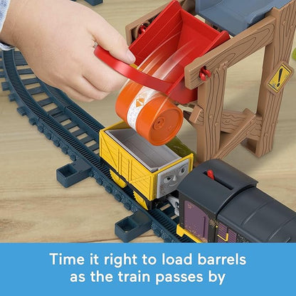 Thomas & Friends Motorized Toy Train Set Diesel’s Lift & Load Construction with Track & Cargo for Preschool Kids Ages 3+ Years