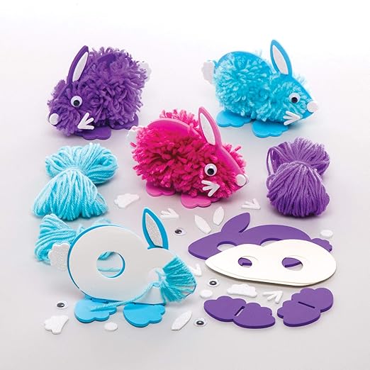 Baker Ross AW198 Easter Pom Pom Ornament - Pack of 3, Arts and Crafts for Kids to Create and Display
