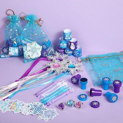 Vanblue 122Pcs Frozen Party Favors,Princess Frozen Birthday Party decorations Winter Snowflake Party Supplies for Girl Kids Goodie Bag Stuffers Pinata Filler Classroom Rewards