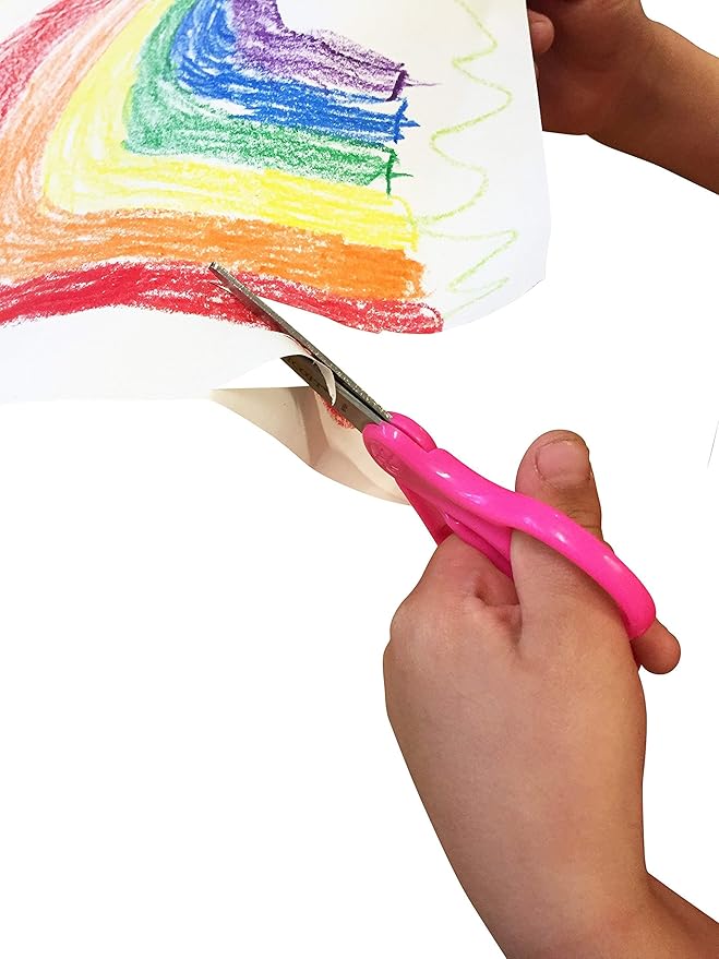 Westcott 13178 Left-Handed Scissors, Hard Handle Kids' Scissors, Ages 4-8, 5-Inch Pointed Tip, Color Varies
