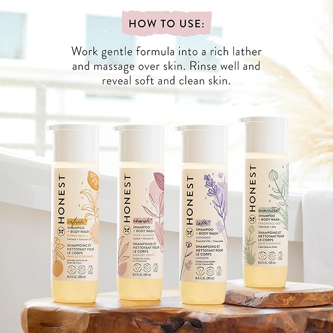 The Honest Company 2-in-1 Cleansing Shampoo + Body Wash | Gentle for Baby 10 fl
