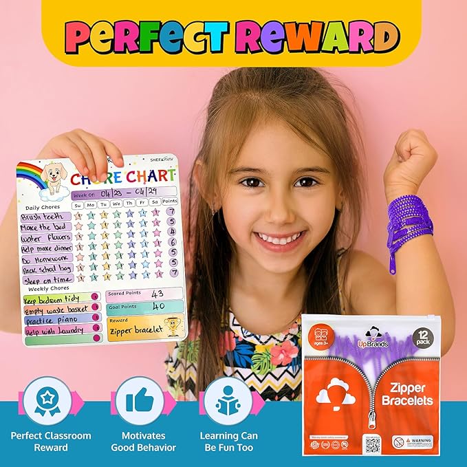 UpBrands 12-Pack Purple 7-Inch Zipper Bracelets – Fidget Party Favors for Kids, Bulk Anxiety Toys, and Stylish Accessories for Purple Heart Day & Purple Thursday