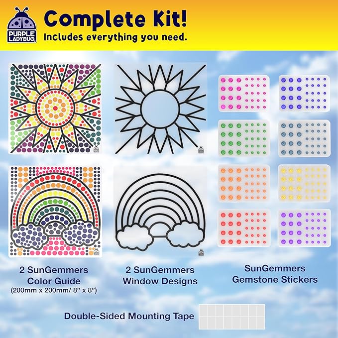 SUNGEMMERS Window Diamond Art Suncatcher Kits - Girls Easter Basket Stuffers for Kids, 7 6 Year Old Girl Gifts Idea, Birthday Gifts for 4 5 6 7 8 9 10 Year Old Girls Boys Crafts for Kids Ages 6-8 8-12