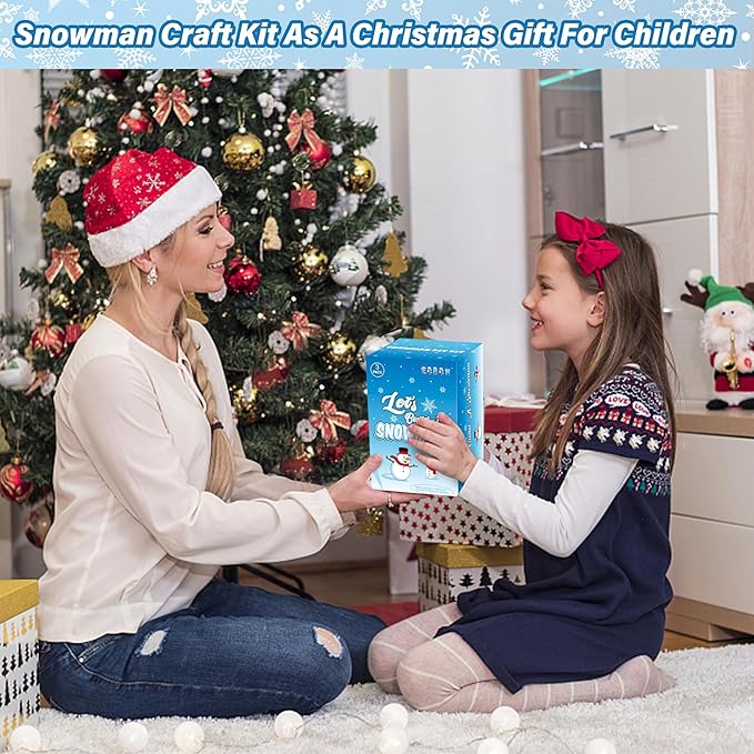 Christmas Craft Snowman Kit, 3 Pack DIY Snowman Craft Kit for Kids, Build a Snowman Indoor Decor, Creative Kids Air Dry Modeling Clay, Xmas Activities Snowman Making Kit for Kids Toys Favors