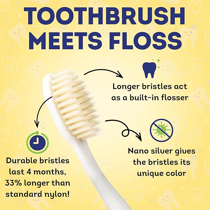 MOUTHWATCHERS Extra Soft Kids Toothbrush, Manual Flossing Toothbrushes, Ultra Clean, Pink Childrens Toothbrush, Good for Sensitive Teeth and Gums, by Dr. Plotka's