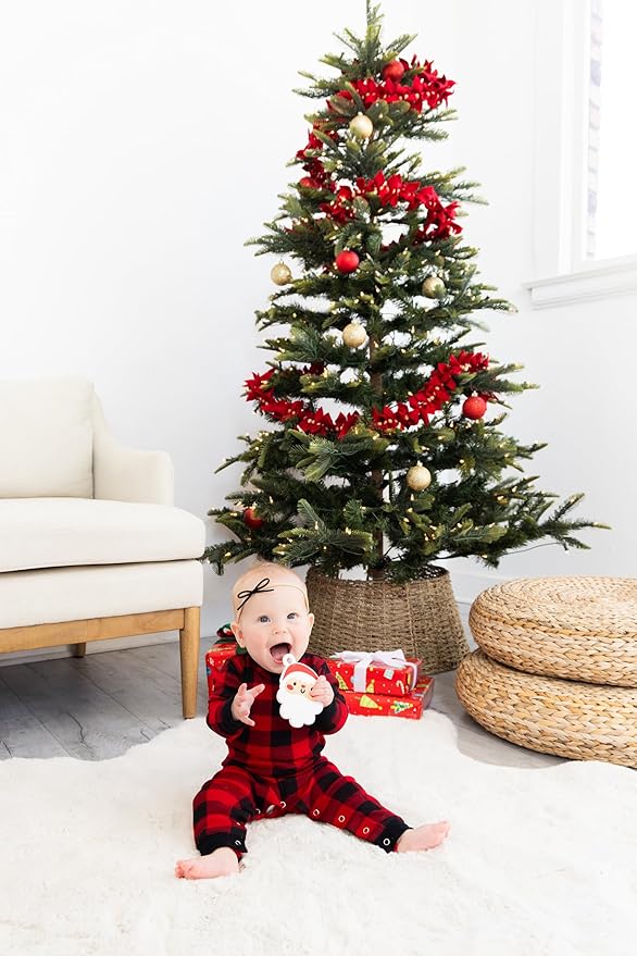 Pearhead Christmas Santa Silicone Baby Teether, Holiday Stocking Stuffers for Newborns