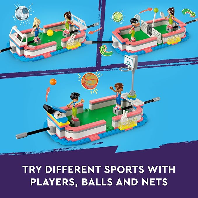 LEGO Friends Sports Center 41744 Building Toy Set, Fun for Boys and Girls Ages 8 and up, Includes Football, Basketball and Tennis Games, A Fun Gift for Kids Who Love Sports and Pretend Play