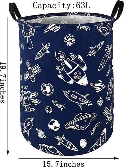 Round Spacecraft Pattern Laundry Hamper Storage Basket Organizer Hamper Storage