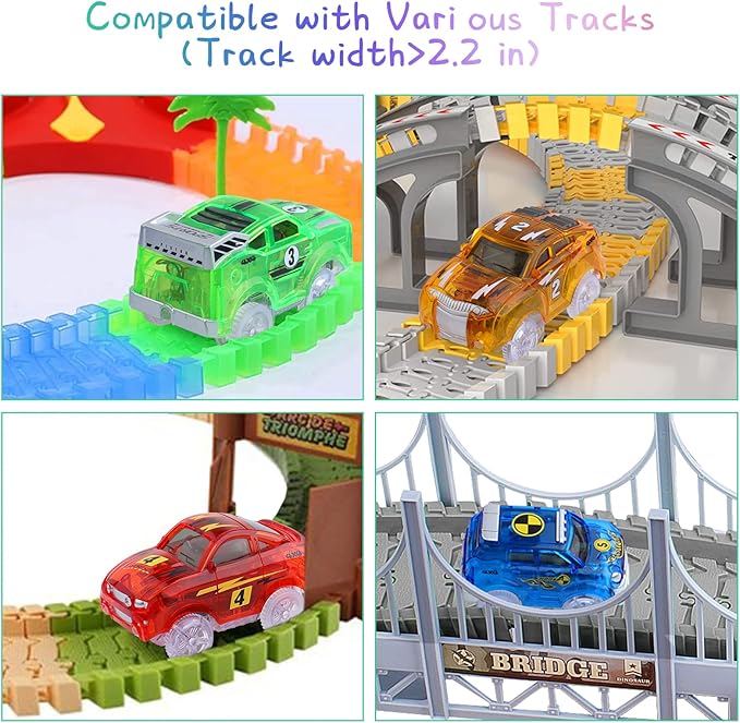 Track Cars Magic Kids Gifts: 4 Pack Track Accessories Replacement 3 4 5 6 7 8 5 LED