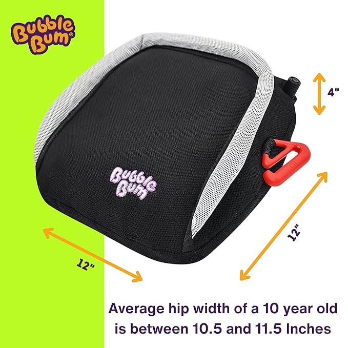 Bubblebum Booster Car Seat, Inflatable Booster Seat for Kids, Travel Carseat, Backless Portable Child Safety Seats for Car, Inflatable Seats for Cars 40-100 lbs, for 4 Year Old + Toddler, Kid - Black