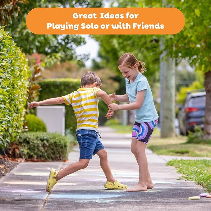 Tiger Tribe: Chalk It Up - Games for Outdoors - Guided Activity Book, 5 Colored Chunky Sidewalk Chalk, All-in-1, Active Play & Creativity, Kids Age 5+