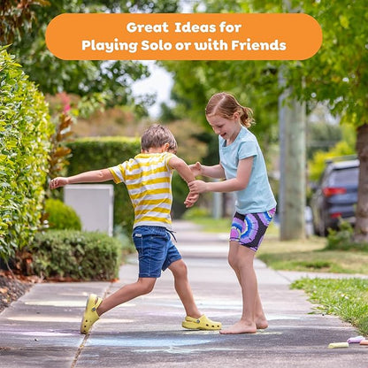 Tiger Tribe: Chalk It Up - Games for Outdoors - Guided Activity Book, 5 Colored Chunky Sidewalk Chalk, All-in-1, Active Play & Creativity, Kids Age 5+