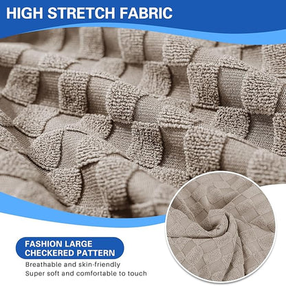 MAXIJIN Recliner Cover Slipcovers for Living Room 4 Pieces Stretch Jacquard Recliner Chair Cover Soft Fitted Recliner Protector with Elastic Bottom for Kids, Pets (Recliner, Khaki)