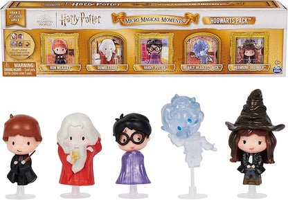 Wizarding World Harry Potter, Micro Magical Moments Hogwarts 5-Pack Figures Set & Display Cases (Amazon Exclusive), Kids Toys for Ages 6 and up