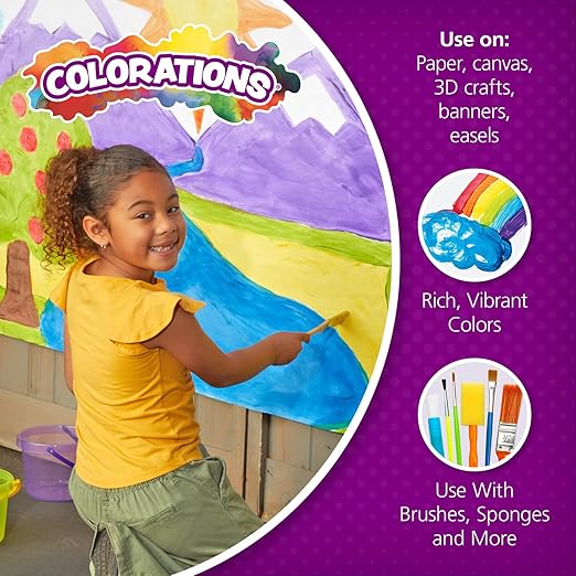 Colorations - FSWTPU Washable Tempera Paint, 16 fl oz, Fluorescent Purple, Neon, Non Toxic, Vibrant, Bold, Bright, Kids Paint, Craft, Hobby, Fun, Art Supplies
