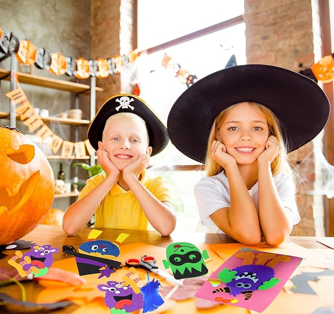 4E's Novelty Halloween Crafts for Kids (12 Pack) Silly Monsters Foam Magnet Fall Crafts for Kids Bulk, Halloween Party Activities for Kids Ages 3-5, 4-8