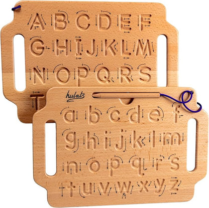 Learn to Write - Portable Wooden Alphabet Letter Tracing Sensory Pad - Handwriting Practice for Kids 3-5 - Montessori Toys for 3+ Year Old - Alphabet Tracing Board - Travel Toy for Toddlers 3-5