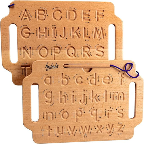 Learn to Write - Portable Wooden Alphabet Letter Tracing Sensory Pad - Handwriting Practice for Kids 3-5 - Montessori Toys for 3+ Year Old - Alphabet Tracing Board - Travel Toy for Toddlers 3-5