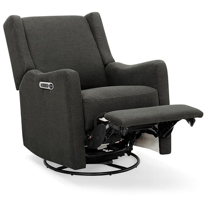 Delta Children Mercer Electronic Power Recliner and Swivel Glider with USB and Type-C Ports in LiveSmart Performance Fabric - Water Repellent & Stain Resistant, Dark Grey