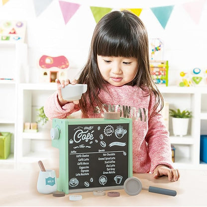 Wooden Coffee Maker Set with Accessories, 2 in 1 Toy Coffee Machine and Shop, Kitchen Pretend Play Toy for Kids Ages 3 Years and Up – FSC Certified