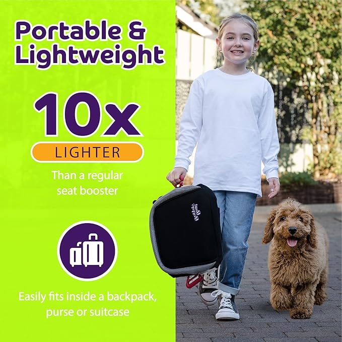 Bubblebum Booster Car Seat, Inflatable Booster Seat for Kids, Travel Carseat, Backless Portable Child Safety Seats for Car, Inflatable Seats for Cars 40-100 lbs, for 4 Year Old + Toddler, Kid - Black