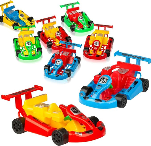 PROLOSO 16PCS Mini Go Karts Wind Up Car Assorted Little