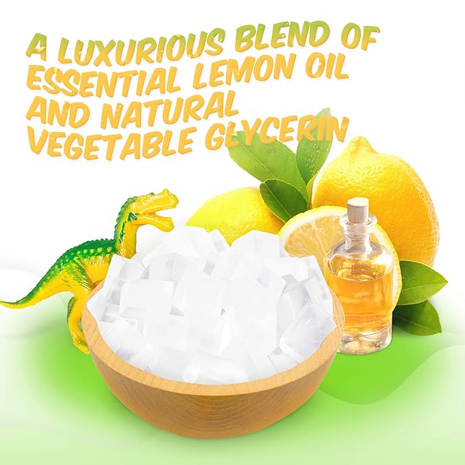 Relaxcation 1 Soap Bar For Kids with DINO Toy Inside - Natural Fresh LEMON Kids Soap