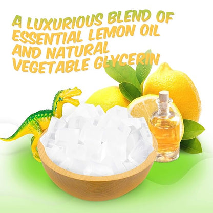Relaxcation 1 Soap Bar For Kids with DINO Toy Inside - Natural Fresh LEMON Kids Soap
