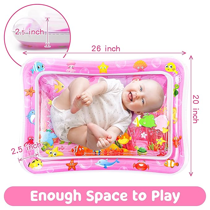 Tummy Time Water Mat for Girl, Baby Girl Toys for 0 3, 6, 9, 12