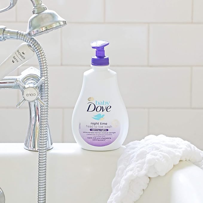 Baby Dove Calming Moisture Sensitive Skin Night Time Wash, 3 Pack Hypoallergenic and Tear-Free Bath Wash 400 ml (3x 13.52